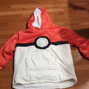 Red and White Hooded Sweatshirt